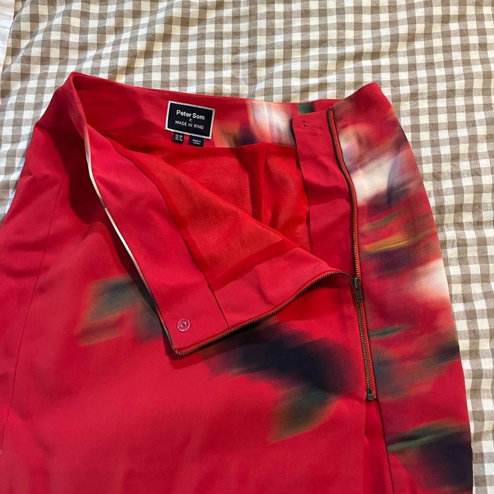 Peter Som Red Artistic Women's Skirt